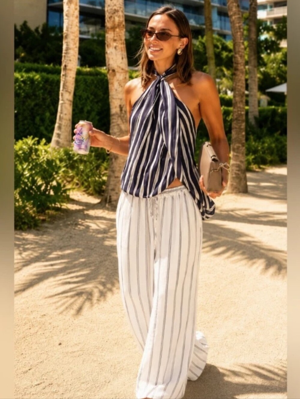 Viral Zara s Navy Striped Pant & Halter Top set NWT-Med-revole - Picture 12 of 15